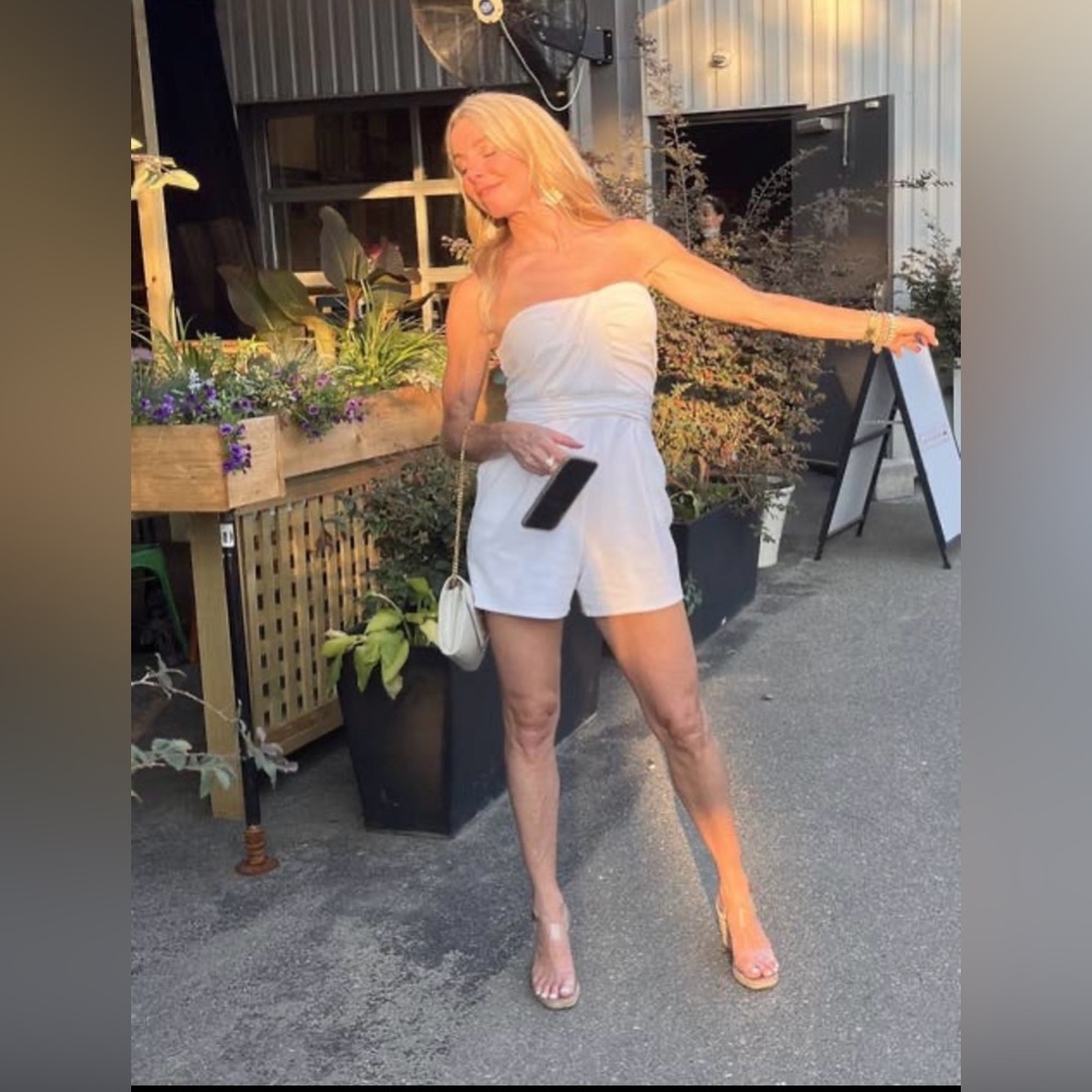 Great Jones White Crepe Strapless Romper outfit - Picture 6 of 16